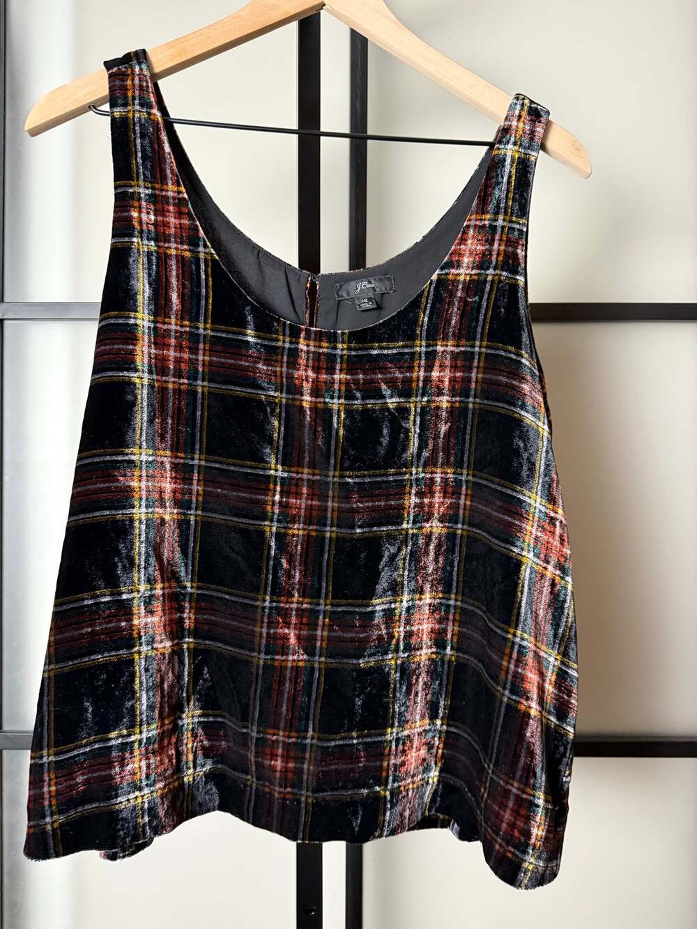 J.Crew Plaid Velvet Tank Holiday Size 12